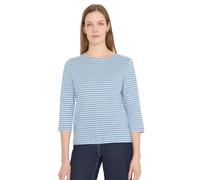 3/4-Arm-Shirt CECIL, Damen, Gr. L (42), cloud blau, Web, 50% Baumwolle, 50% Polyester, gestreift, comfort fit normal, U-Boot-Ausschnitt, abgesteppt, Shirts 3/4-Arm-Shirt, mit U-Boot-Ausschnitt (239275