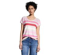 Street One Damen T-Shirt A322702 – gestreift, Glory rot, Rundhals, 80% Polyester/20% Viskose – Gr.44
