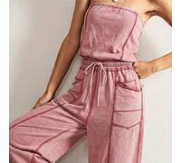 Damen gestrickter einfarbiger trägerloser Jumpsuit