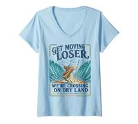 Damen Get In Loser Crossing Dry Land Moses Rotes Meer Lustiger Christ T-Shirt mit V-Ausschnitt