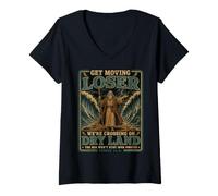 Damen Get In Loser Crossing Dry Land Moses Rotes Meer Lustiger Christ T-Shirt mit V-Ausschnitt