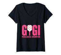 Damen Gigi Pickleball Champion Paddelspieler Grafik T-Shirt mit V-Ausschnitt