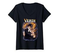 Damen Giuseppe Verdi Komponist T-Shirt mit V-Ausschnitt