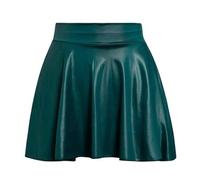 Damen Glänzend Höhe Taille Liquid Mini Rock Metallisch Elastische Taille A-Linien Pull On Skater Röcke Glänzender Rock Höhe Taille A-Linien Röcke Lederröcke Faltenrock (Sky Blue, XS)