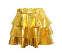 Damen Glänzend Höhe Taille Liquid Mini Rock Metallisch Elastische Taille A-Linien Wetlook Rock Lack Leder Faltenrock Hoher Bund Plisseerock A-Linie Kurz Knielang Minirock mini rock