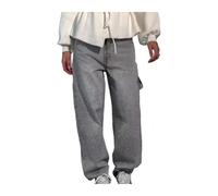 Damen Glitzer Jeans Hohe Taille Lockere Denim Hose Kurvige Vintage Baggy Hose Glitzer Gerade Weite Bein Glänzende Jeans Lässige Lockere Jeans Damen Strass Hose, S-3XL(Gray,3XL)