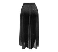 Damen Glitzer Rock Festival -Mesh Rock Damen Lang -Transparent Rock Damen Maxirock 2 In 1 Rock Lange Röcke Maxi Rock A-Linie mit Pailletten Elastische Hohe Taille Clubwear Party Karneval Kostüm