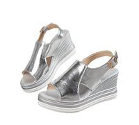 Damen Glitzer Sandalen Sale Frauen Slingback Wedge Keilsandalen Sandaletten Muffin Pantoletten Fisch Mund Sandalette Lack Sandale Strand Trekkingsandalen Outdoorsandalen Sommer Wandersandale