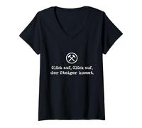 Damen Glück auf, der Steiger kommt - Steigerlied T-Shirt mit V-Ausschnitt