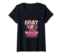 Damen Goat Ringen Mama Stolz Stark Unaufhaltsam T-Shirt mit V-Ausschnitt