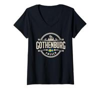 Damen Göteborg Schweden Viking City Reisebekleidung T-Shirt mit V-Ausschnitt