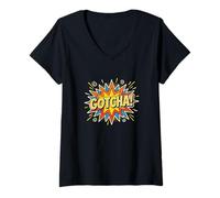 Damen Gotcha April Fools Day Streich Humor Witz Komödie Joker T-Shirt mit V-Ausschnitt
