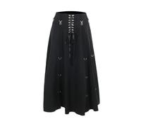 Damen Goth Hohe Taille Lange Flowy Röcke Y2k Sommer Fee Maxi Röcke Schwarz Rüschen Rock Grunge Punk Rock, Schwarz, Mittel