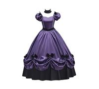 Damen Gothic Viktorianisches Rokoko Kleid Bürgerkrieg Southern Belle Tea Party Ballkleid Mittelalter Abendkleid, Violett, X-Groß