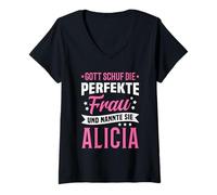 Damen Gott Schuf die perfekte Frau und nannte Alicia T-Shirt mit V-Ausschnitt