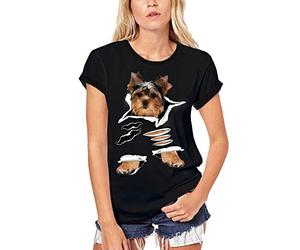 Damen Grafik T-Shirt aus Biobaumwolle Yorkshire Terrier - süßer lustiger Hund - Yorkshire Terrier - Cute Funny Dog - Öko-Verantwortlich Vintage Jahrgang Kurzarm Lustige Druck Geburtsta