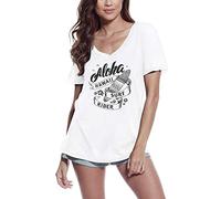 Damen Grafik T-Shirt V-Ausschnitt Aloha Hawaii Surf Reiter - Aloha Hawaii Surf Rider - Öko-Verantwortlich Vintage Jahrgang Kurzarm Lustige Druck Geburtstag Geschenk Frau Weiss 3XL