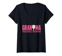 Damen Grandma Pickleball Champion Paddelspieler Grafik T-Shirt mit V-Ausschnitt
