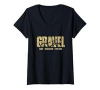 Damen Gravel Bike Crossbike Schotter Fahrrad Offroad Gravelbike T-Shirt mit V-Ausschnitt