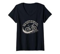 Damen Gravel Bike Motiv mit Spruch of All The Paths You Ride T-Shirt mit V-Ausschnitt