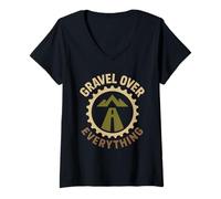 Damen Gravel-Radrennfahrer Gravel-Radrennen Gravel-Radfahrer T-Shirt mit V-Ausschnitt