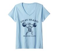 Damen Gray Beard Muscle Club Gewichtheben Ziege Classic DesignBear T-Shirt mit V-Ausschnitt