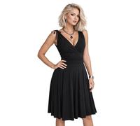 Damen Grecian Midikleid - Halter oder Bindeträger V-Ausschnitt Wickelkleid A-Linie, Figurbetont & Fließend, Elegantes Kleid für Hochzeit, Abend & Urlaub, Stretch Jersey, Größen 36-46