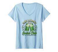Damen Green Beer Shenanigans im Social Club am St. Patrick's Day T-Shirt mit V-Ausschnitt