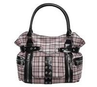 Damen Grid Gothic Umhängetasche Trendy Plaid Tote Rivet Commute Handtasche (Rosa)
