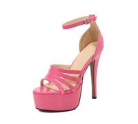 Damen Große Größe Pole Dance Sandalen für Nachtclub & Laufsteg Models - 14cm Stiletto High Heels Komfort Party Schuhe,Rosa,46 EU