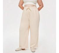 Damen Große Größen Beige Weiche 100% reine Baumwolle Schlafanzug Hose Loungewear als Oberbekleidung Luftige Pyjamahose Herbst Pyjama Culotte, Frühling