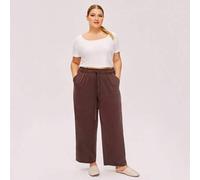 Damen Große Größen braune weiche 100% reine Baumwolle Schlafanzug Hose Loungewear als Oberbekleidung luftige Pyjama Hose Herbst Pyjama Culotte