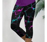 Damen Große Größen Caprileggings mit hoher Taille und geometrischem Muster - bequeme elastische anliegende Leggings, geeignet für den täglichen Gebrau
