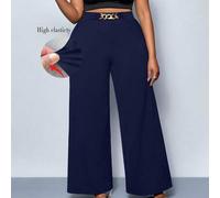 Damen Große Größen einfarbige Hose mit Metallschnallen-Detail, weites Bein, Shorty Hose, Ganzjahresstil, Party, Konzert, Pendeln Alltag, Musikfestival