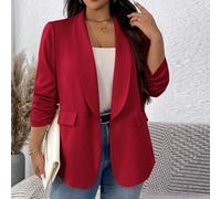 Damen Große Größen einfarbige Shawl Kragen Lässig Raffung Ärmel Blazer Damen Roter Blazer Roter Blazer Damen Blazer Rote Anzug Jacke für Herbst/Winter