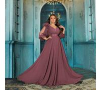 Damen Große Größen Frühling Sommer Rüschen Brautjungfer Hochzeitsgast Maxi Kleider Elegant Formell Abschlussball Cocktail Party Abendkleider Brautmutt