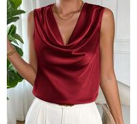 Damen Große Größen Herbst und Winter Mode elegante und bequeme rote ärmelloser Oberteil, Arbeitsbluse, Damen Bluse, Kurven Oberteil, Business Pendler