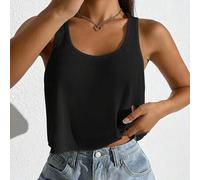 Damen Große Größen lässiges, weites U-Ausschnitt ärmelloses kurzes Racerback Tank Top, Sommer