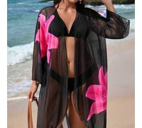 Damen Große Größen lockere gemusterte Strickjacke, geeignet für Urlaub & Strand, Bademantel-Stil