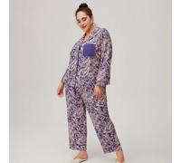 Damen Große Größen Paisley Muster Baumwolle Lang Pyjama Set Loungewear für Damen Wäsche, Frühling und Sommer Baumwolle Pyjamas