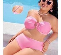 Damen Große Größen romantisches Badeanzug-Set mit abnehmbaren Trägern und regulärem Dreieck-Unterteil, Lässig Luxus Bademode für Frühling/Sommer