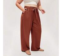 Damen Große Größen Rote Weiche 100% Reine Baumwolle Schlafhose Loungehose als Oberbekleidung Luftige Pyjamahose Culotte Mode Lässig Bequeme Outfits