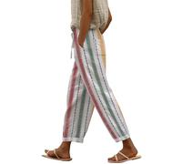 Damen Große Größen Sale Prime Angebote 7/8 Hose Damen Sommer Leicht Capri Leinenhose Sommerhose Baumwolle Leinen Stoffhose Lockere Strandhose Freizeithose Warehouse Deal