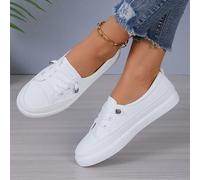 Damen Große Größen Weiße Modische Sneaker für Herbst/Winter, flaches Design vielseitige Schnürschuhe für Lässig Sport (fallen eine halbe Nummer größer