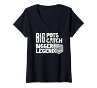 Damen Große Töpfe von Alaska King Crab fangen eine größere Legende T-Shirt mit V-Ausschnitt