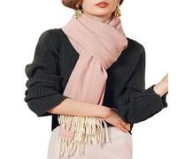 Damen Großer Schal Lange Schal aus Kaschmirimitat Breite Umhängetuch Shawl mit Fransen Elegant Damenschal Modisch Warm Webschal Winterschal Einfach Basic 70×180cm - Fischgrät Muster Hell Altrosa