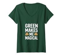 Damen Grün Macht Mich zum magischen irischen St. Patricks Day T-Shirt mit V-Ausschnitt