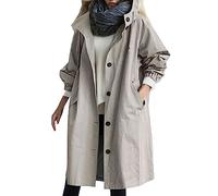 Damen Grün Trenchcoat Lang Mantel Frühling Winddicht Sommermantel Übergang Elegant Softshelljacke Windjacke Leicht Frühlingsmantel Übergangsjacke Slim Fit Jacken En Winter Winddichter Stehkragen 4xl