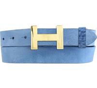 Damen-Gürtel HERMINE aus weichem Vollrindleder Vintage-Look 3 cm | Leder-Gürtel für Damen 30mm | Schmaler Ledergürtel Vintage für Damen 30mm | Gold glänzend | Blau 105cm