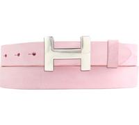 Damen-Gürtel HERMINE aus weichem Vollrindleder Vintage-Look 3 cm | Leder-Gürtel für Damen 30mm | Schmaler Ledergürtel Vintage für Damen 30mm | Silber glänzend | Fuchsia 105cm